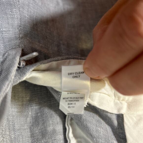 Banana Republic Women’s Sz 12 The Martin Fit 100% Linen Pants Blue Gray - Picture 5 of 5